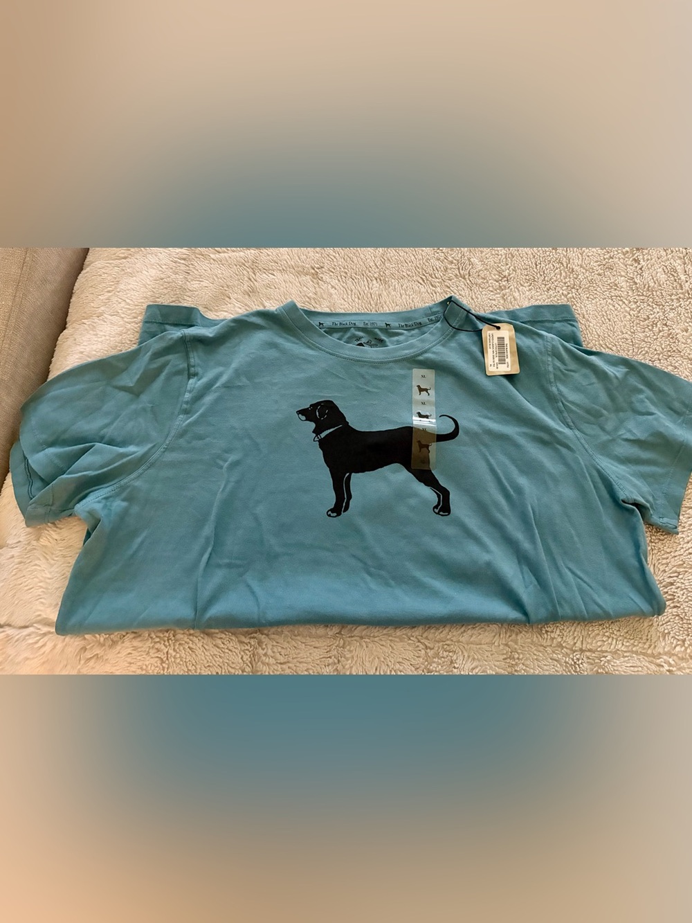 The Black Dog Teal Crewneck T-Shirt with Black Labrador Graphic